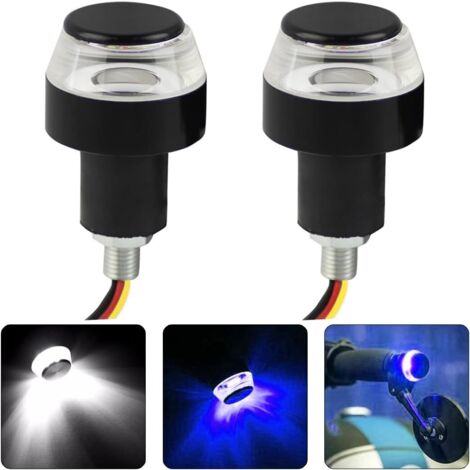 Luces LED para manillar de motocicleta, luz indicadora de giro, luz de posición lateral de 12V, luces de circulación diurna para motocicletas y bicicletas eléctricas, blanco/azul
