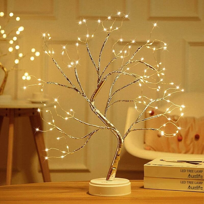 

Abcrital - Luces LED para árboles, blanco cálido, USB, luz Bonsai, ramas ajustables, decorativas, funciona con pilas, iluminadas, pequeñas luces para