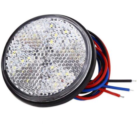 Luces LED para remolque, luz trasera de 12 V, 2 unidades, luz de freno, reflector redondo, luz de gálibo LED para coche, motocicleta, camión (blanco, 2 unidades)