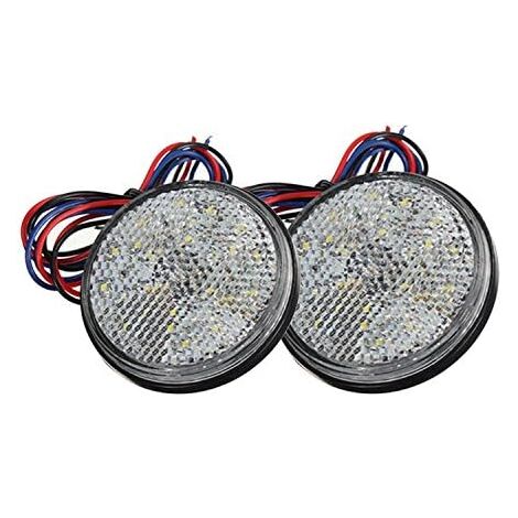 Luces LED para remolque YMYNY, 2 unidades de luces traseras de 12 V para coche, luz de freno, reflector redondo, luz de gálibo LED para coche, motocicleta, camión (blanco)