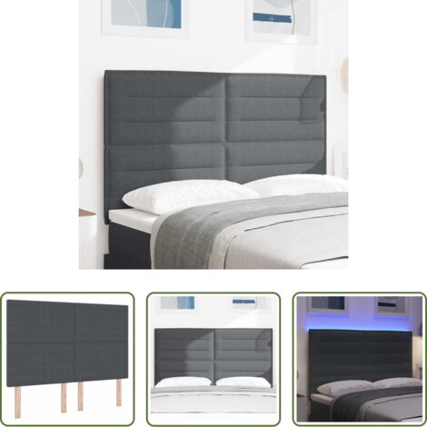 Luces LED RGB -  Cabecero LED con tiras LED Gris oscuro 160 cm Tela de Pana