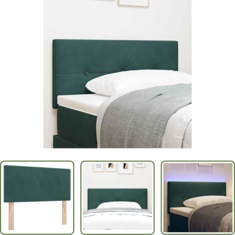 Luces LED RGB -  Cabecero LED con tiras LED Manual Verde 80 cm Terciopelo