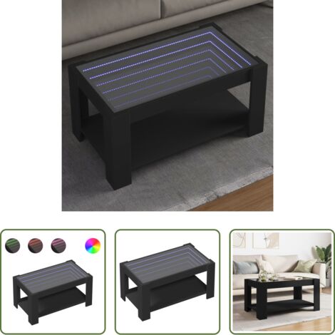 Luces LED RGB -  Mesa de centro con LED madera de ingeniería negro 93x53x45 cm