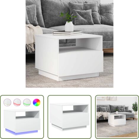 Luces LED RGB -  Mesa de centro con luces LED blanco 50x49x40 cm