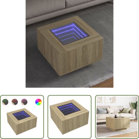 Luces LED RGB -  Mesa de centro y LED madera ingeniería roble Sonoma 60x60x40 cm