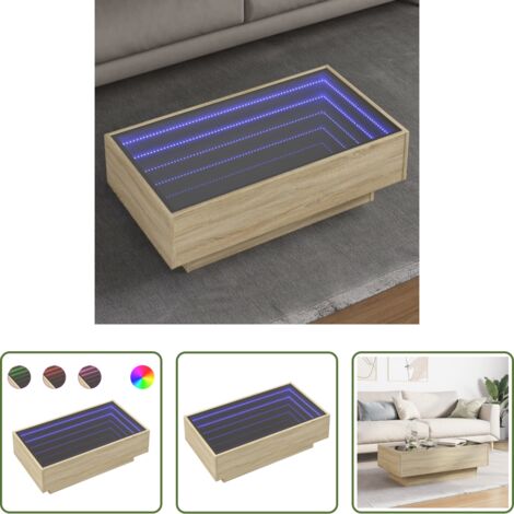 Luces LED RGB -  Mesa de centro y LED madera ingeniería roble Sonoma 90x50x30 cm