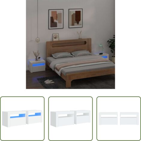 Luces LED RGB -  Mesitas de noche con LED 2 unidades blanco 60x35x40 cm