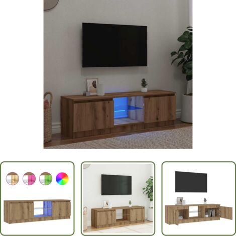 Luces LED RGB -  Mueble de TV luces LED madera roble artisan 120x30x36 cm