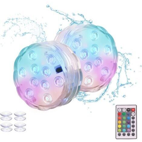 Luces LED Sumergibles Multicolor, Iluminación Acuática con Control Remoto para Vaso, Piscina, Estanque y Acuario - AUTRES