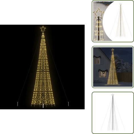 Luces LED - vidaXL Árbol de Navidad LED con estacas 1534 LEDs blanco cálido 500 cm - Luces de exterior