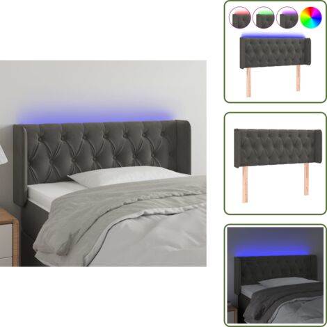 Luces led - vidaXL Cabecero con LED de terciopelo gris oscuro 103x16x78/88 cm - Cabecero de cama