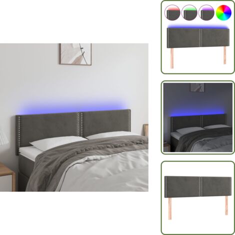 Luces LED - vidaXL Cabecero con LED de terciopelo gris oscuro 144x5x78/88 cm - Tira LED