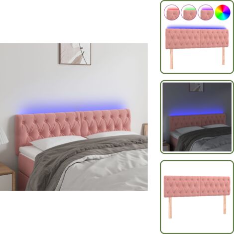 Luces LED - vidaXL Cabecero con LED de terciopelo rosa 160x7x78/88 cm - Tira LED