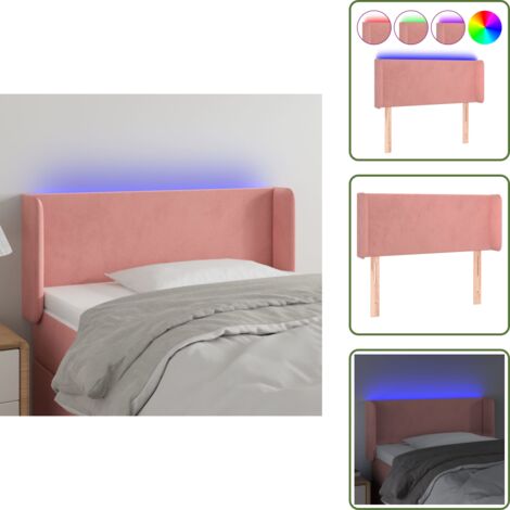 Luces LED - vidaXL Cabecero con LED de terciopelo rosa 83x16x78/88 cm - Cabecero de cama