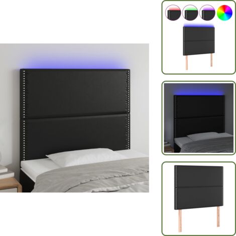 Luces LED - vidaXL Cabecero con luces LED cuero sintético negro 100x5x118/128 cm - Cabecero ajustable