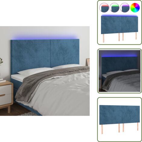 Luces LED - vidaXL Cabecero con luces LED terciopelo azul oscuro 180x5x118/128 cm - Cabecero de cama
