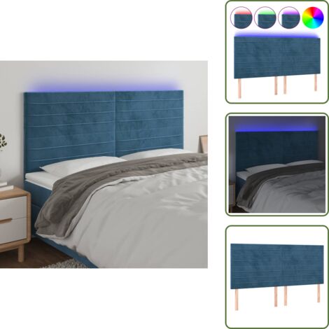 Luces LED - vidaXL Cabecero con luces LED terciopelo azul oscuro 180x5x118/128 cm - Cabecero de cama