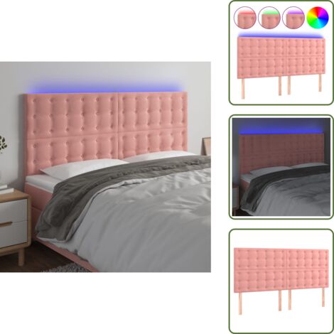 Luces LED - vidaXL Cabecero con luces LED terciopelo rosa 180x5x118/128 cm - Cabecero de cama