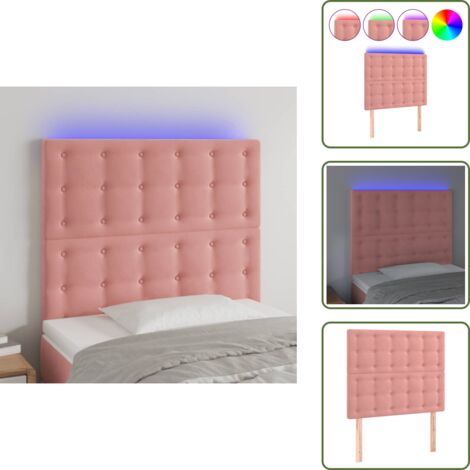 Luces LED - vidaXL Cabecero con luces LED terciopelo rosa 90x5x118/128 cm - Cabecero de cama