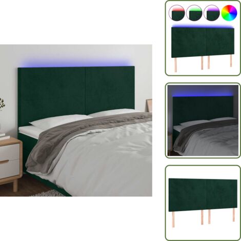 Luces LED - vidaXL Cabecero con luces LED terciopelo verde oscuro 180x5x118/128 cm - Cabecero de cama