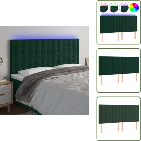 Luces LED - vidaXL Cabecero con luces LED terciopelo verde oscuro 180x5x118/128 cm - Cabecero de cama