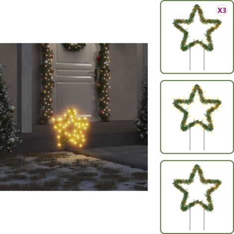 Luces LED - vidaXL Estrella de luz decorativa Navidad con estacas 50 LED 29 cm - Decoración de Navidad