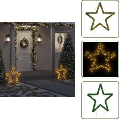 Luces LED - vidaXL Estrella de luz decorativa Navidad con estacas 80 LED 60 cm - Luces decorativas