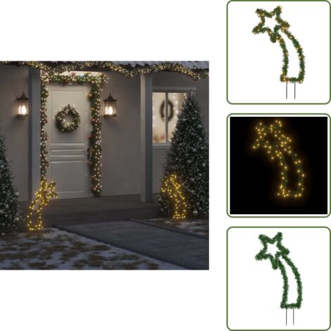 Luces LED - vidaXL Estrella fugaz de luces Navidad con estacas 80 LED 62 cm - Decoración de Navidad