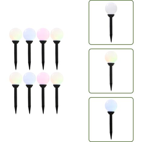 Luces LED - vidaXL Lámparas solares esféricas de exterior 8 uds LED RGB 15 cm - Luces solares