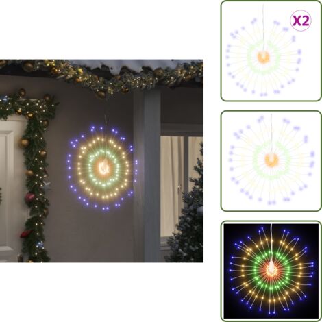 Luces LED - vidaXL Luces de Navidad de estrellas 2 uds 140 LED de colores 17 cm - Luces de jardín