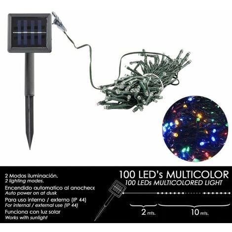 Luces Navidad Solar 100 Leds Multicolor Interior / Exterior (IP44)
