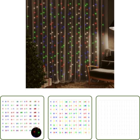 Luces navideñas -  Cortina de luces 3x3 m 300 LED de colores 8 funciones