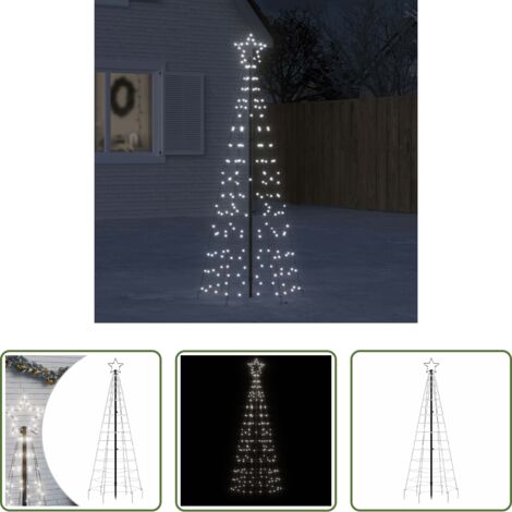 Luces navideñas exteriores -  Árbol de Navidad LED con estacas 220 LEDs blanco frío 180 cm