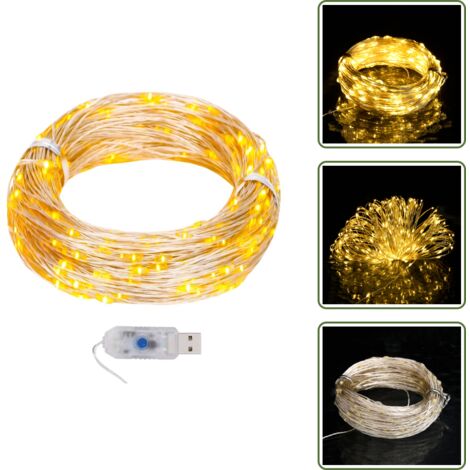 Luces para interiores - vidaXL Guirnalda de micro luces LED 40 m 400 LED blanco cálido - Luces para exteriores