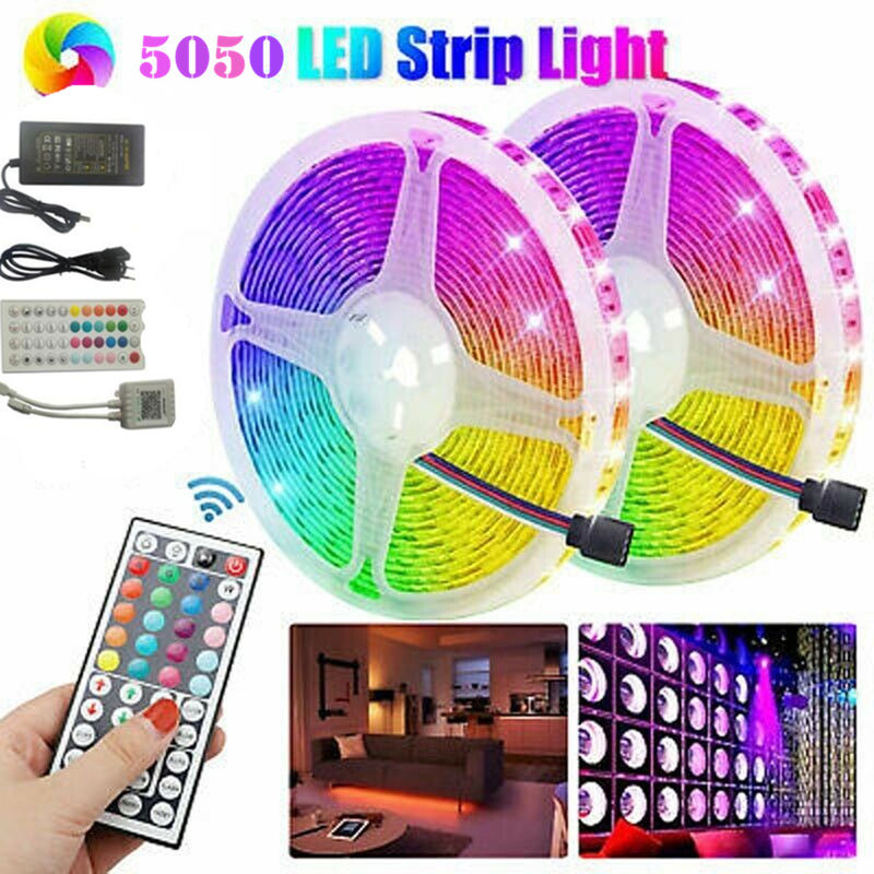 

300LED Luces Tiras RGB de 10m SMD 5050 con Control Remoto, Bricolaje para Fiesta, Reuniones