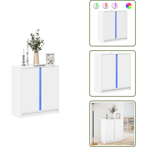 Luces RGB - vidaXL Aparador con luces LED madera de ingeniería blanco 77x34x85 cm - Decoración interior
