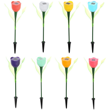 Luces solares con forma de flor para el jardín – juego de 6 luces de ABS con forma de flor – diámetro 45,5 cm, batería autorrecargable