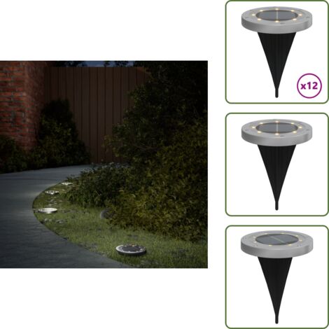 Luces solares con pico - vidaXL Luces solares suelo jardín con pico tierra blanco cálido 12 uds - Luces solares con sensor