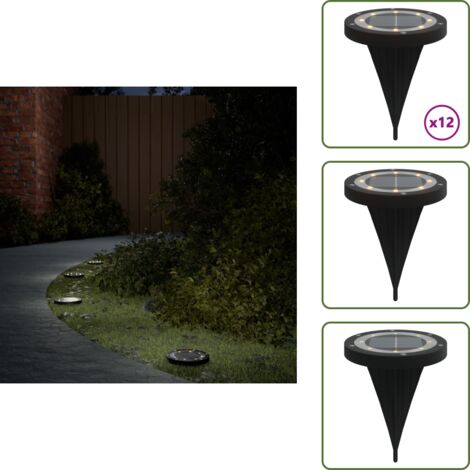Luces solares con pico - vidaXL Luces solares suelo jardín con pico tierra blanco cálido 12 uds - Luces solares con sensor