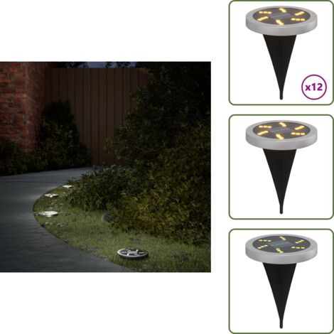 Luces solares con pico - vidaXL Luces solares suelo jardín con pico tierra blanco cálido 12 uds - Luces solares para jardín