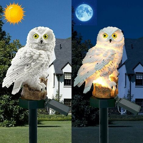 Luces solares de búho para jardín al aire libre, lámpara LED impermeable para césped de búho, luz creativa de paisaje nocturno para Patio, patio, decoración de fiestas