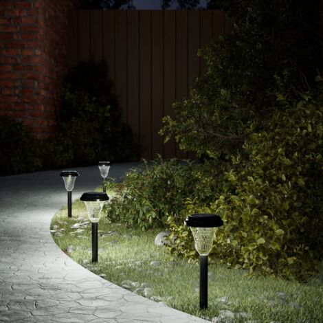 Luces solares de camino con picos de tierra 12 uds luz blanca