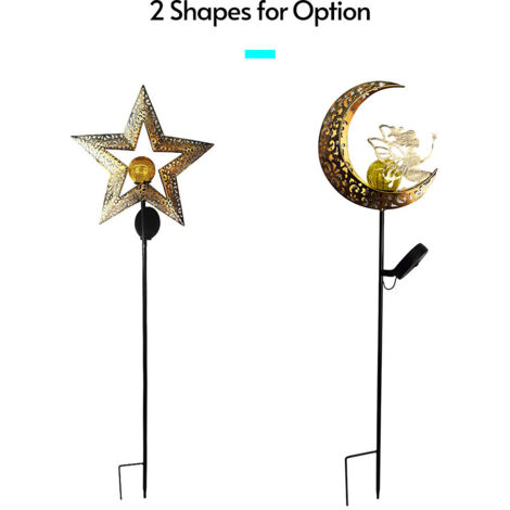 Luces solares de jardín con luz cálida proyectada: modelo Moon & Fairy fabricado en metal, grado de protección IP65, interruptor de encendido/apagado automático, inalámbrico, para patios y jardines – 