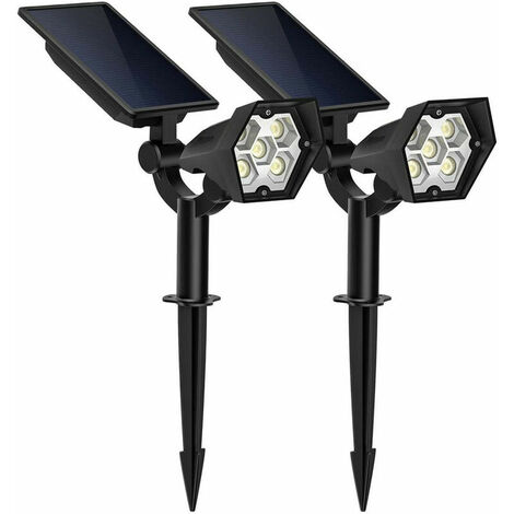 Luces solares de paisaje 2 en 1 Luces solares brillantes para exteriores Focos de jardín ajustables IP67 Luces de pared alimentadas por energía solar a prueba de agua (paquete de 2 blanco) Dontodent