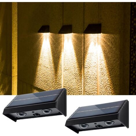 Luces solares decorativas para jardín exterior, impermeables IP54, para escaleras, pared, valla, patio, escaleras, jardín, camino, luz blanca cálida, 2 unidades