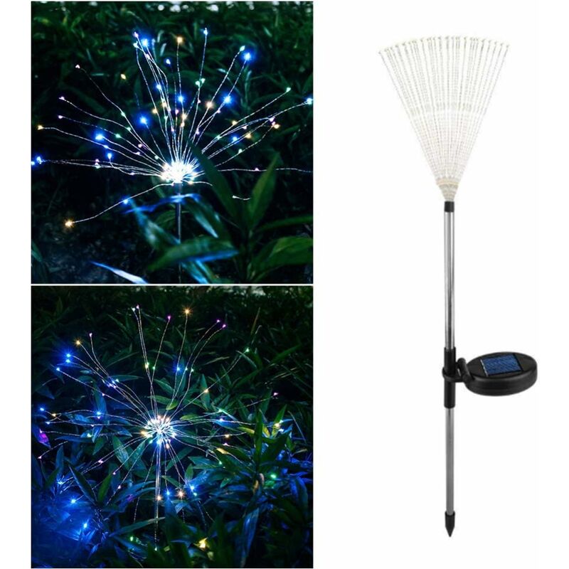 

Abcrital - Luces solares Fuegos artificiales al aire libre Luces solares para jardín Luces de palo de tierra para la decoración del paisaje del patio