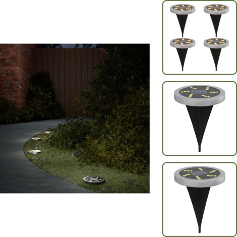 Luces solares para césped - vidaXL Luces solares suelo jardín con picos tierra blanco cálido 4 uds - Luces solares para pasillos
