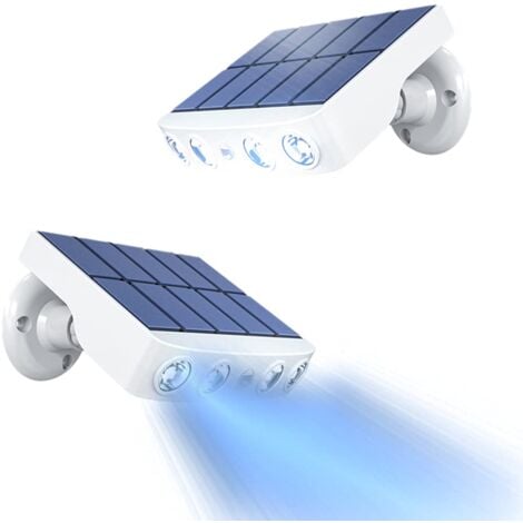 Luces solares para exteriores, [2 piezas] Luces solares para exteriores con sensor de movimiento, foco solar para exteriores de 360° [1200 mAh] Farol solar para exteriores impermeable para jardín (bla