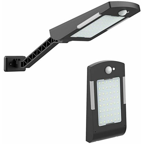 Luces solares para exteriores, 66 luces LED, reflectores solares impermeables inalámbricos, sensor de movimiento de seguridad para cubiertas, vallas, patios, puertas delanteras, canalones, patios, cob
