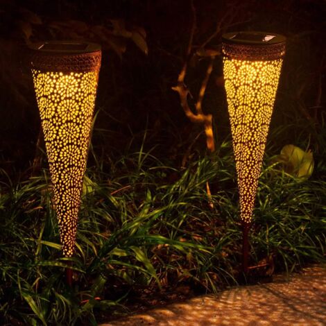 Luces solares para exteriores, luces LED colgantes para jardín, luces metálicas impermeables IP65 para interior/exterior, terraza, camino, mesa, patio, porche (paquete de 2)